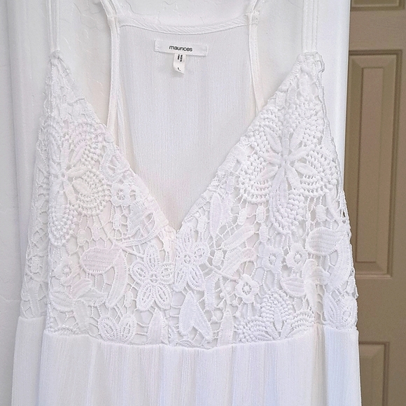 Maurices White Lace Midi Dress Size Large - Picture 2 of 8